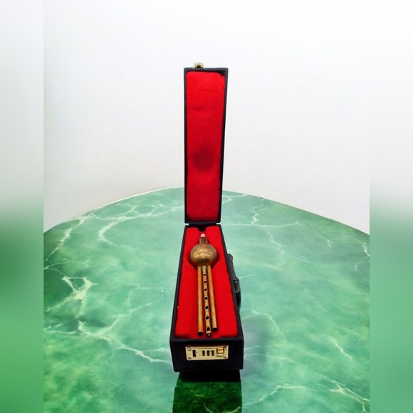 None Other - Traditional Hulusi Brass 3 Pipe Flute with Case Chinese